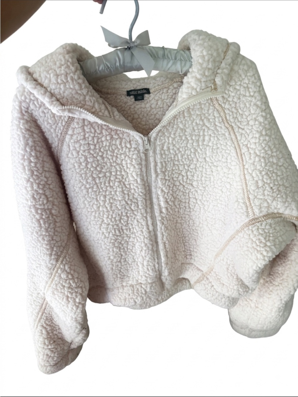 wild fable Plush Hooded Sherpa zip up hoodie - cream